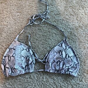 Snake Print Triangle String Bikini Top Size Large